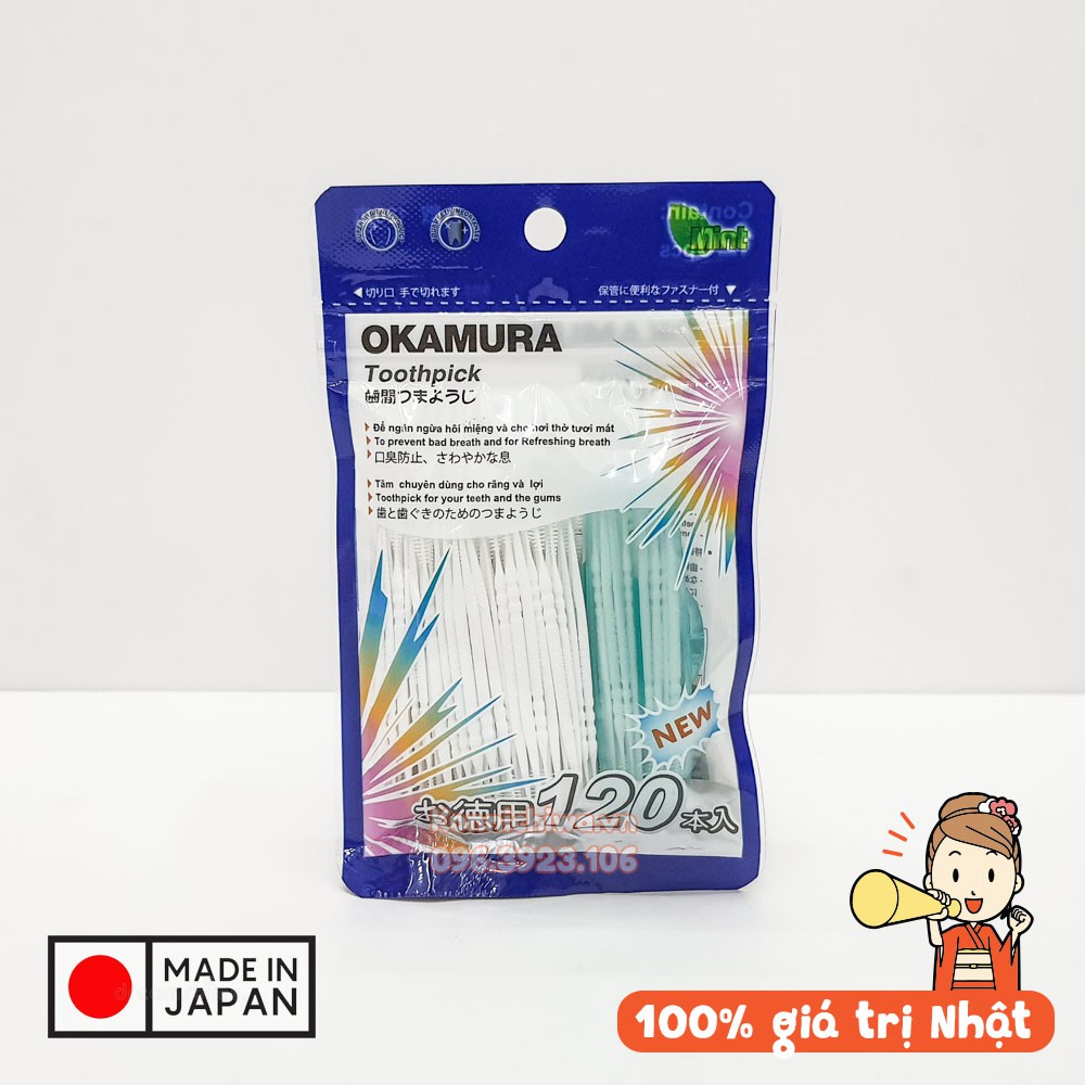 Hàng Nhật | Tăm xỉa răng siêu mềm OKAMURA dạng tăm nhựa nha khoa và si