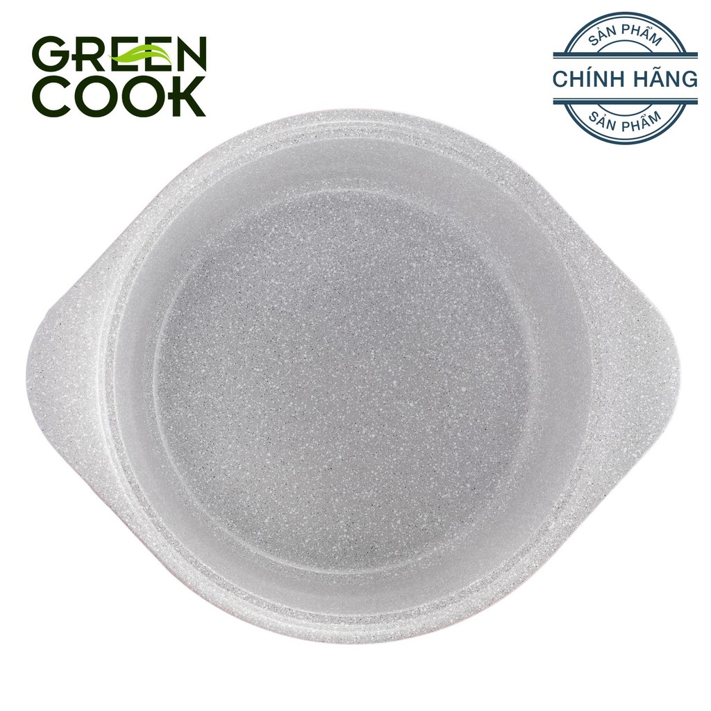 Nồi đúc ceramic vân đá đáy từ chống dính 24cm Green Cook GCS02-24IH (Dùng kèm miếng nhấc nồi)