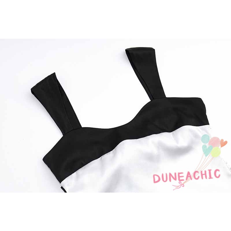 DUNEA Áo Hai Dây Dáng Ngắn Hở Lưng Màu Sắc Tương Phản Thời Trang Quyến Rũ Cho Nữ DUNEA715