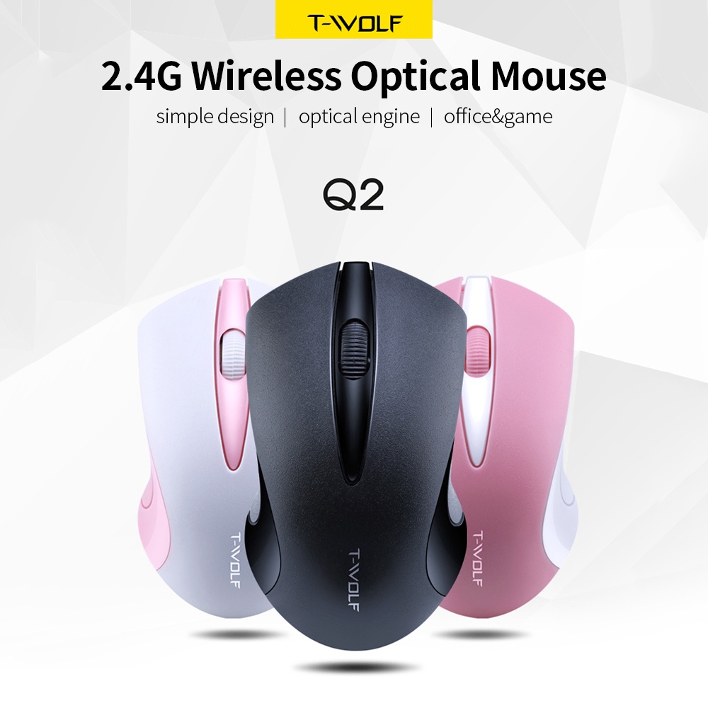 Chuột Quang Không Dây T-WOLF Q2 2.4G 1600 DPI Cho PC / Laptop