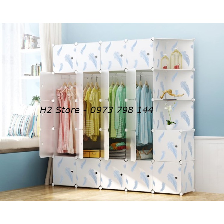 TỦ NHỰA ĐỂ ĐỒ LẮP GHÉP THÔNG MINH 25 Ô (GỒM 3 KỆ GÓC) CỬA LÔNG VŨ GIÁ RẺ sâu 47cm