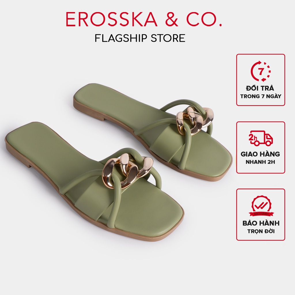 Erosska - Dép quai xích thời trang Erosska 2022 phối dây mảnh màu xanh - DE040