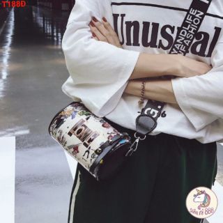 Túi đeo chéo trống love,túi trống phối màu siêu xinh,túi đeo chéo nữ họa tiết,túi đeo chéo thời trang,