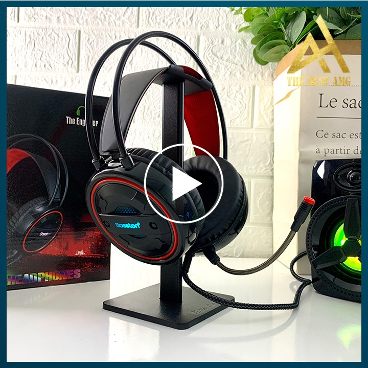 Tai Nghe Gaming Có Dây Headphone Chụp Tai BOSSTON HS-12 Đèn LED RGB - Tai Nghe Nhạc Máy Vi Tính Laptop Game Thủ Có Micro