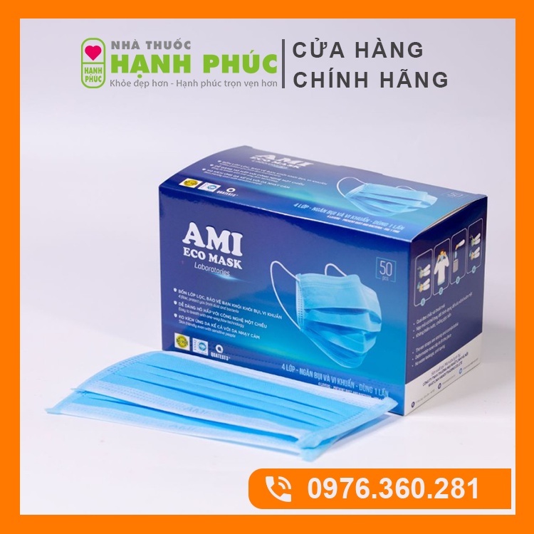 Khẩu Trang Kháng Khuẩn AMI 4 Lớp Dày Dặn, Hàng Chính Hãng, Hộp 50 chiếc | BigBuy360 - bigbuy360.vn