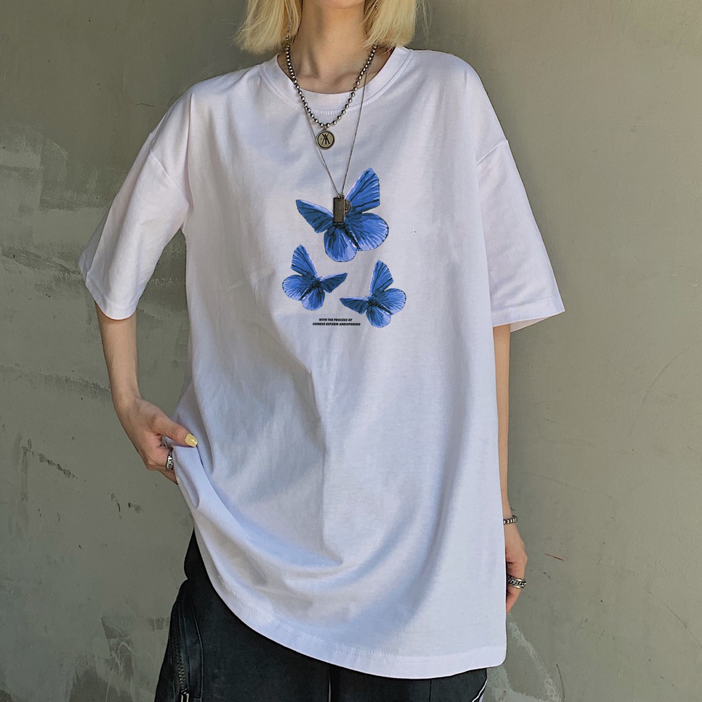 Áo thun tay lỡ 🦋 3 CON BƯỚM 🦋 phông Unisex nam nữ tee oversize form rộng pull Ulzzang Streetwear Hàn Quốc vải mềm