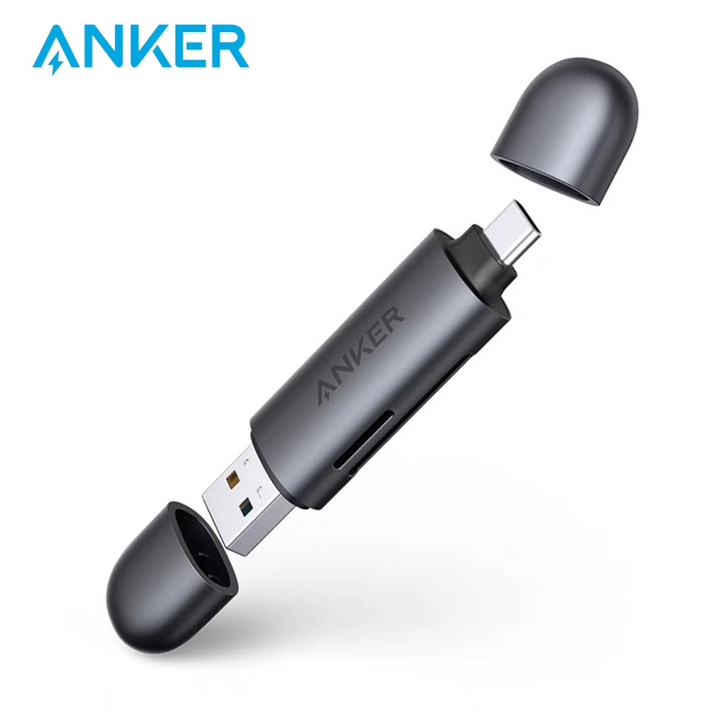 Đầu đọc thẻ Anker USB Type-C sang USB 3.0 hỗ trợ 2 khe cắm thẻ SD và TF -  A8326 cho Samsung Androi Macbook