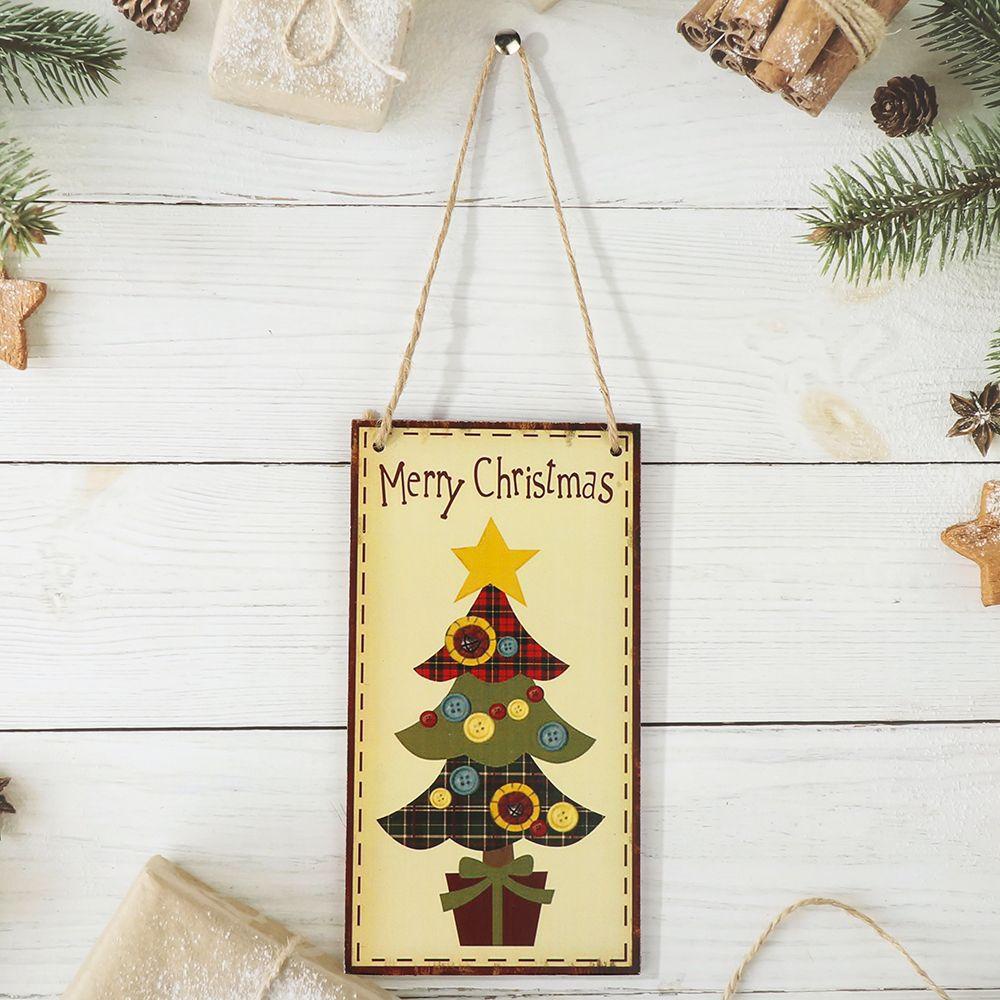 Bảng Gỗ Treo Trang Trí Giáng Sinh In Chữ Merry Christmas