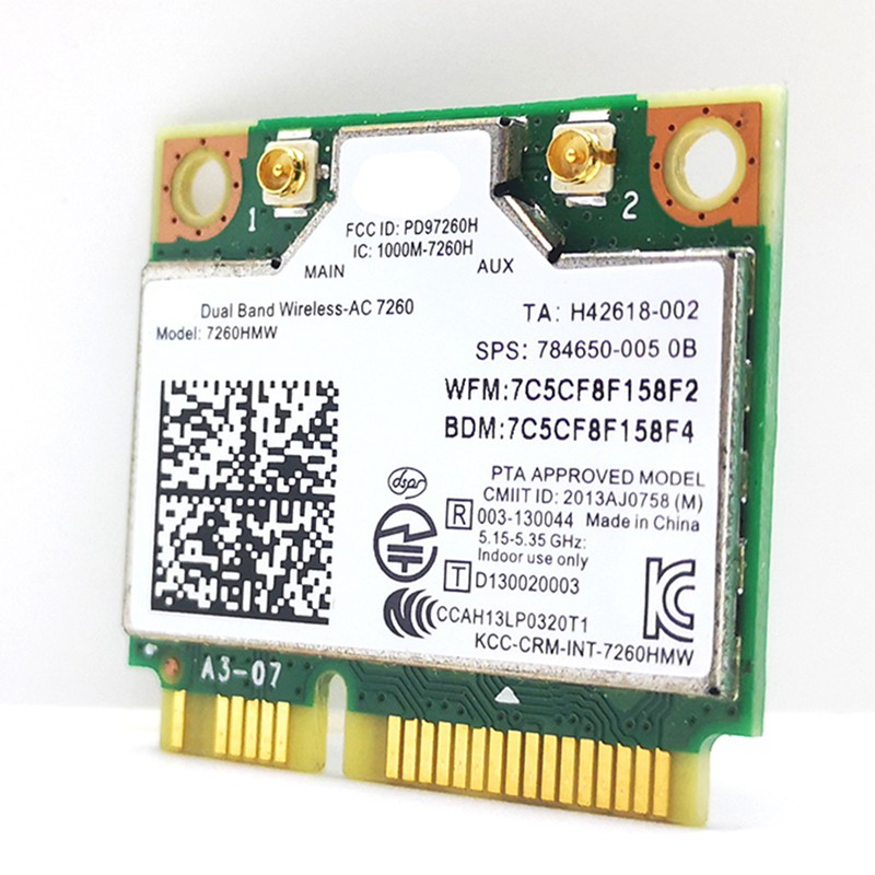 Mini Pcie Wifi Card Dual Band Wireless AC 7260 PCI Express Network Card 802.11Ac 2X2 Wi-Fi 7260Hmw Bluetooth 4.0