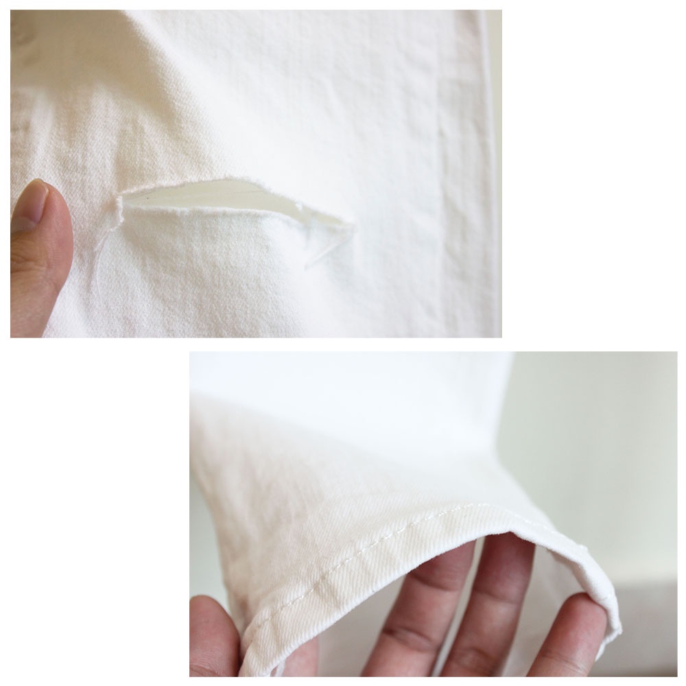 quần jean trắng nam rách gối co giãn slimfit 2022 Pon.mens