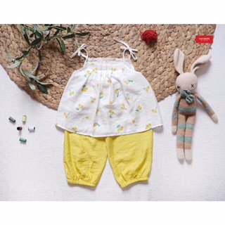 Bộ đũi cherry quần lửng cho bé gái
