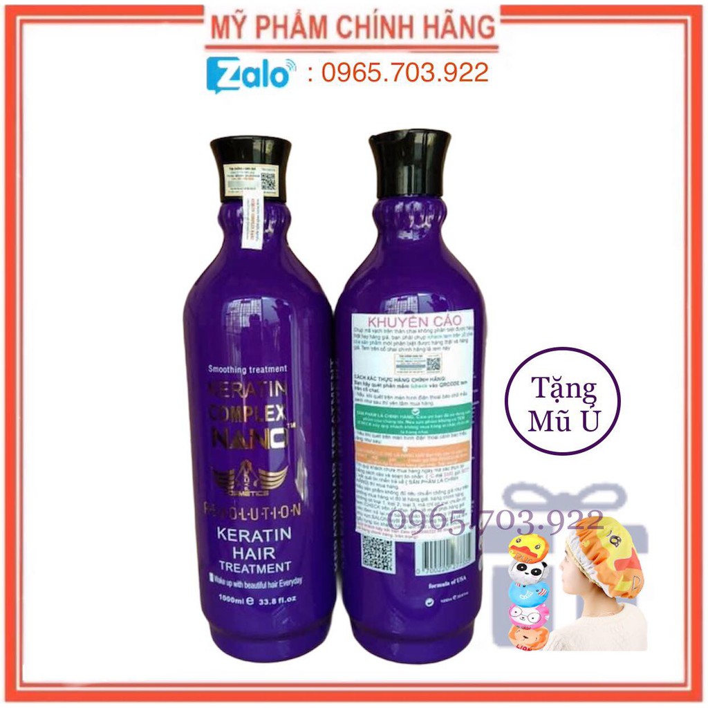 Mẫu Mới - Hấp Duỗi Phục Hồi KERATIN NANO COMPLEX 10000ml - TẶNG MŨ Ủ