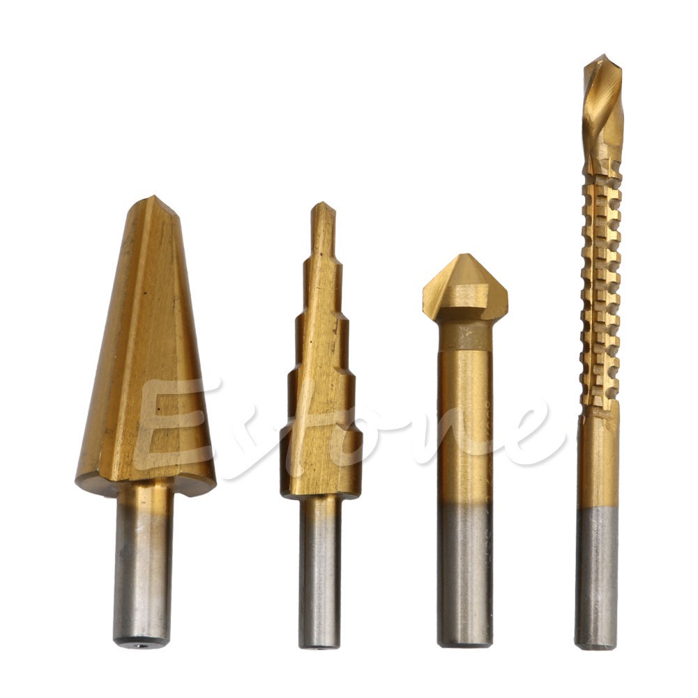 Bộ 4 Mũi Khoan HSS Hình Nón / Bước / Mũi Khoan Cưa Chuyên Dụng Bits