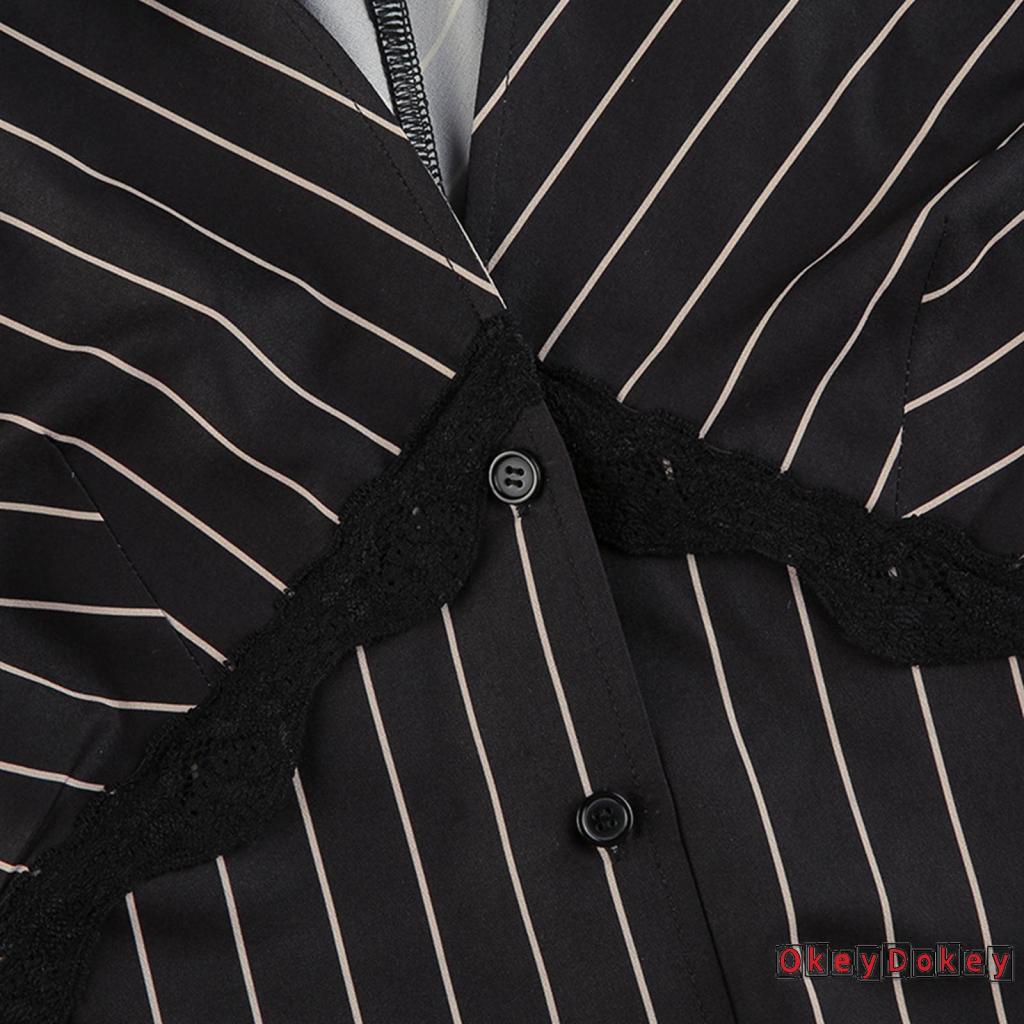 Áo Thun Tay Loe Cổ Chữ V Phối Ren Thời Trang Cho Nữ