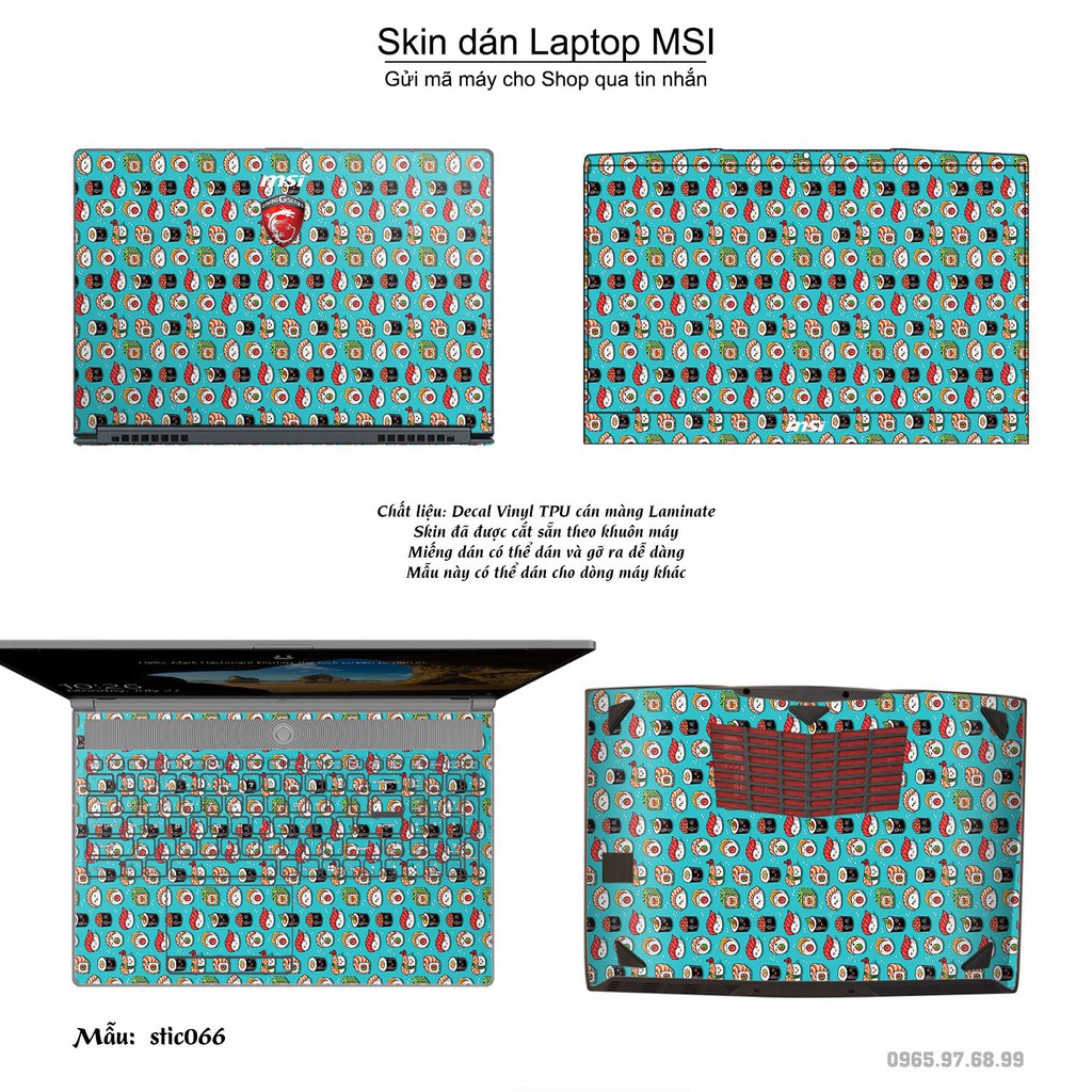 Skin dán Laptop MSI in hình Hoa văn sticker _nhiều mẫu 11 (inbox mã máy cho Shop)