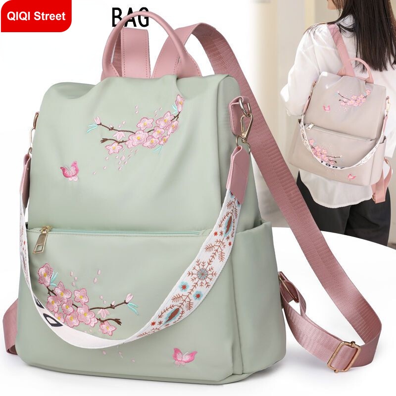 Balo Vải Oxford Chống Trộm Sức Chứa Lớn Thêu Họa Tiết Thời Trang Cho Nữ
