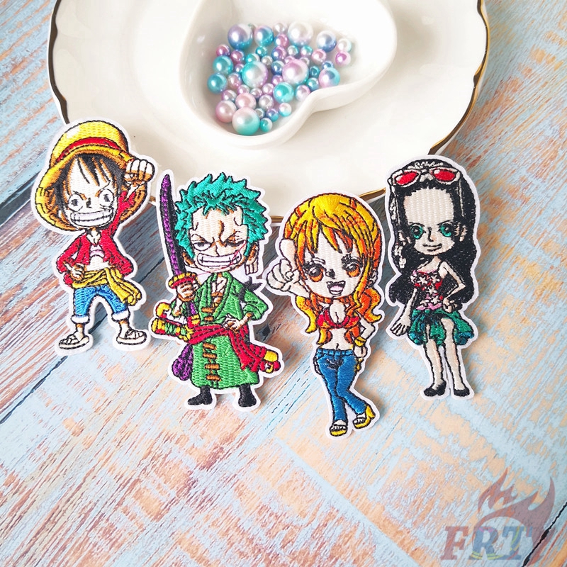 ☠ Miếng Vá Hóa Trang Nhân Vật Hoạt Hình One Piece ☠ 1 Miếng Vá Ủi Quần Áo Hình Huy Hiệu Size S-4