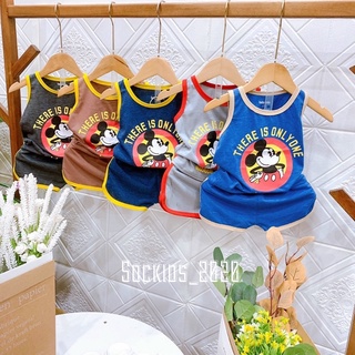 Bộ ba lỗ bé trai in hình micky chất cotton mềm mát cho bé 7-17kg