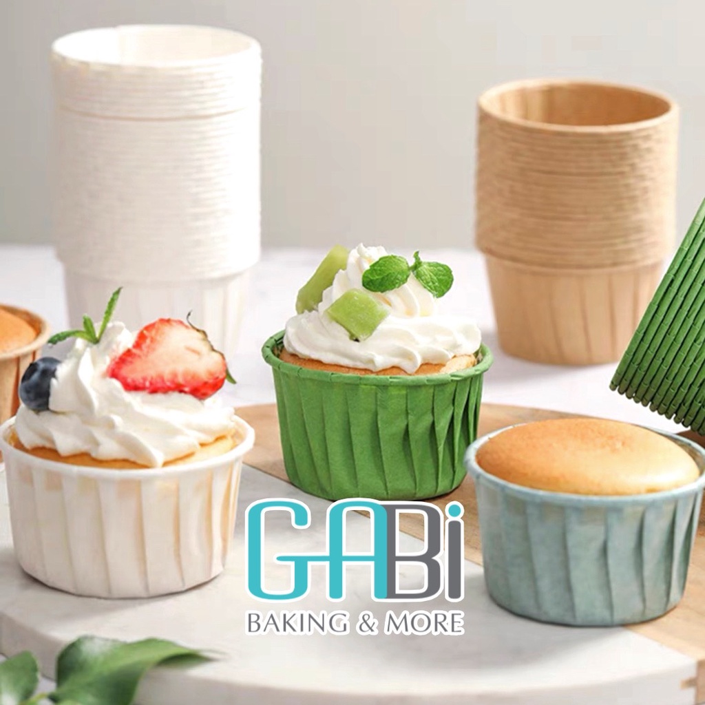 50c cốc giấy lót cupcake màu trơn 6.5cm