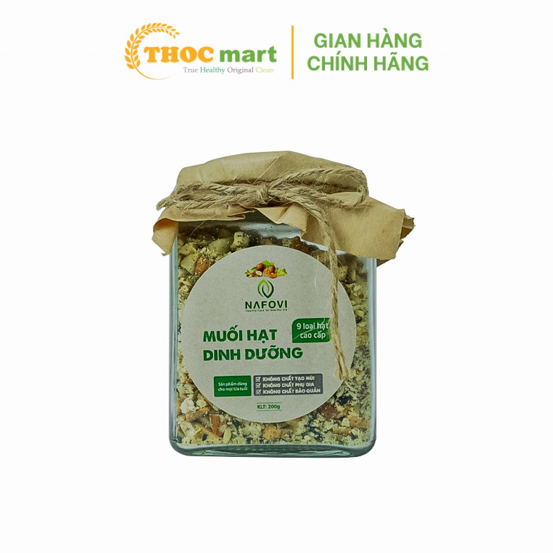 Muối hạt dinh dưỡng Nafovi tổng hợp 9 loại hạt cao cấp (lọ thủy tinh 200g)