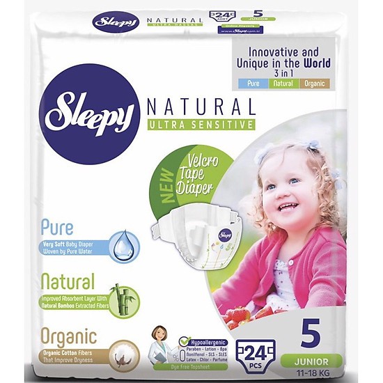 Bỉm Tã Dán/Quần Sleepy Organic Đủ Size (S42.M34.L30.XL24.XXL20)