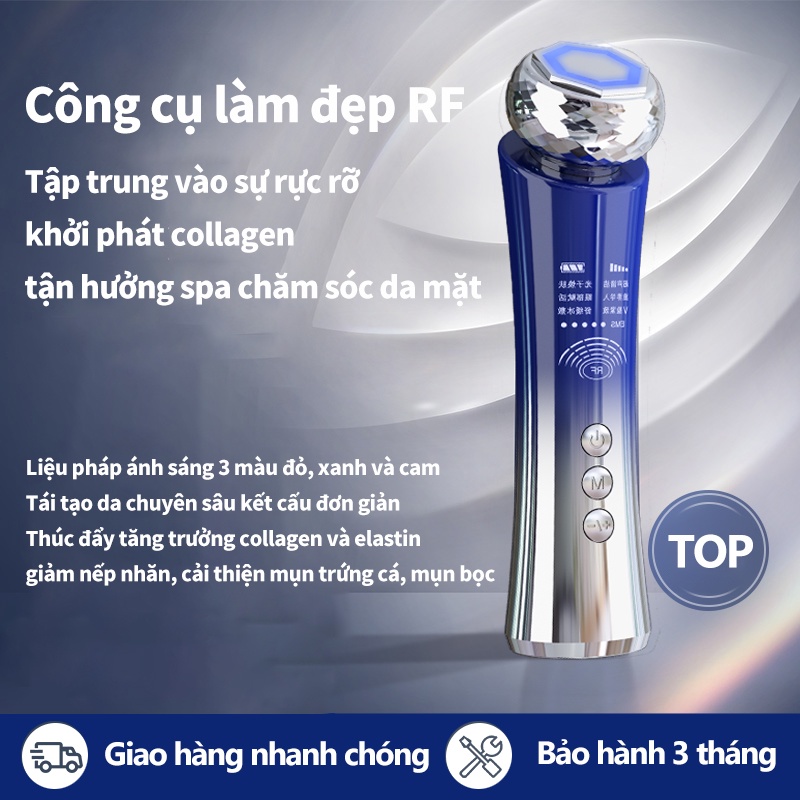 Máy massage mặt bằng sóng âm tích hợp đèn LED EMS chế độ nóng /lạnh chống nếp nhăn / lão hoá - YA49