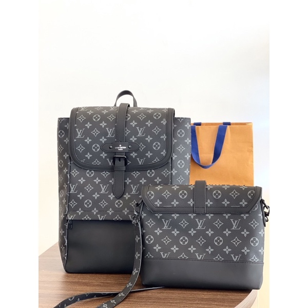 Set balo LV Saumur 35x40cm da đanh dày bill dustbag đi học đi chơi đi làm