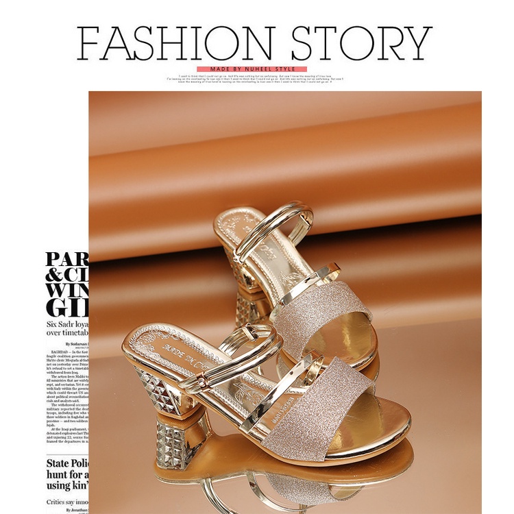 Xăng đan ánh nhũ dễ thương dành cho nữ