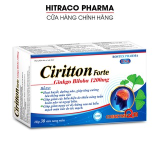 Hoạt huyết dưỡng não Ciritton Ginkgo Biloba 1200mg - Hộp 30 viên [ Ciritton Foter  ]