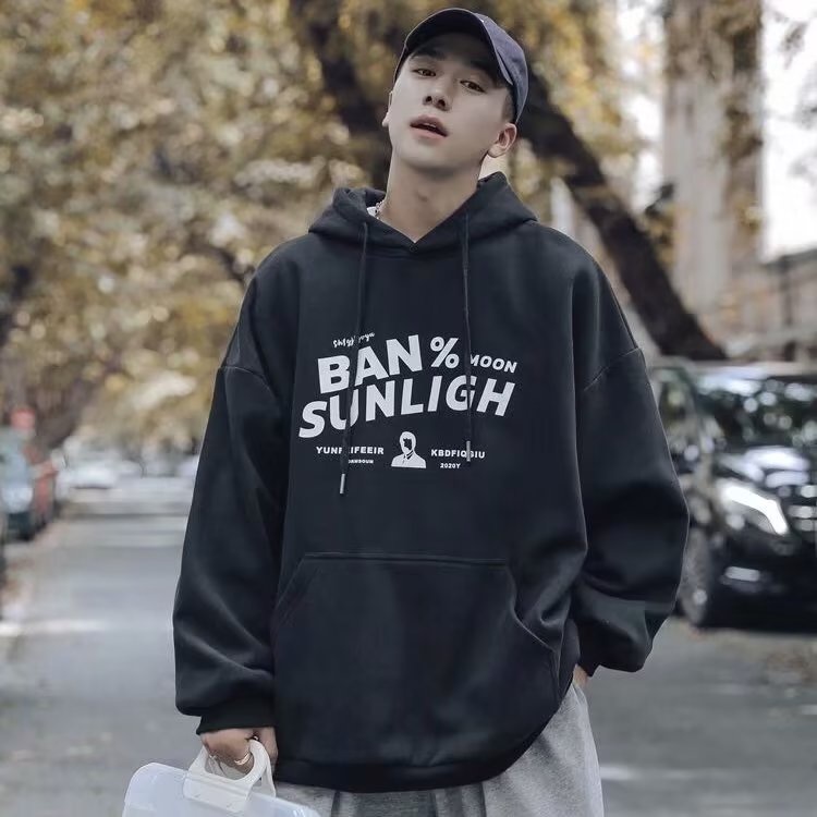 Áo hoodie Dáng Rộng In Chữ Phong Cách hip hop Đường Phố Nhật Bản Chất Lượng Cao