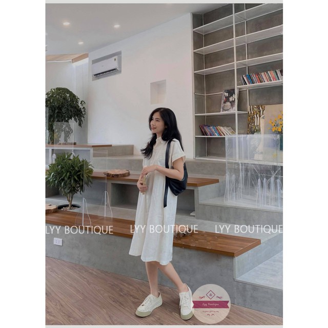 Váy Sơ Mi Dáng Suông Tay Cộc Vát Chất Thô Kiểu Váy Ulzzang Đầm Sơmi Lyy Boutique | BigBuy360 - bigbuy360.vn