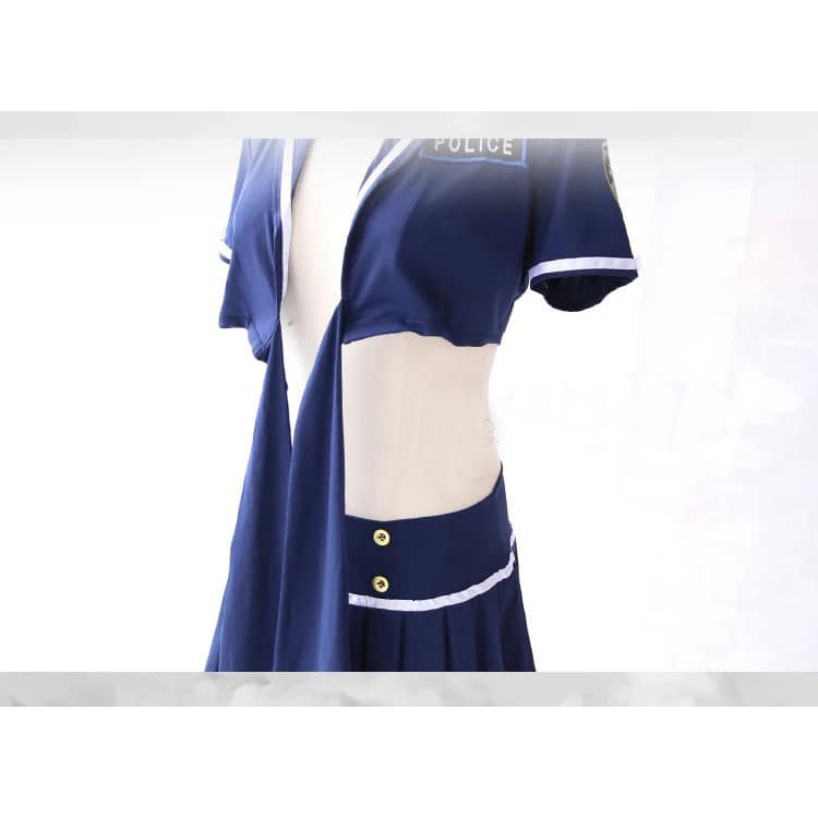 Cosplay nữ cảnh sát set áo váy xanh đậm gợi cảm