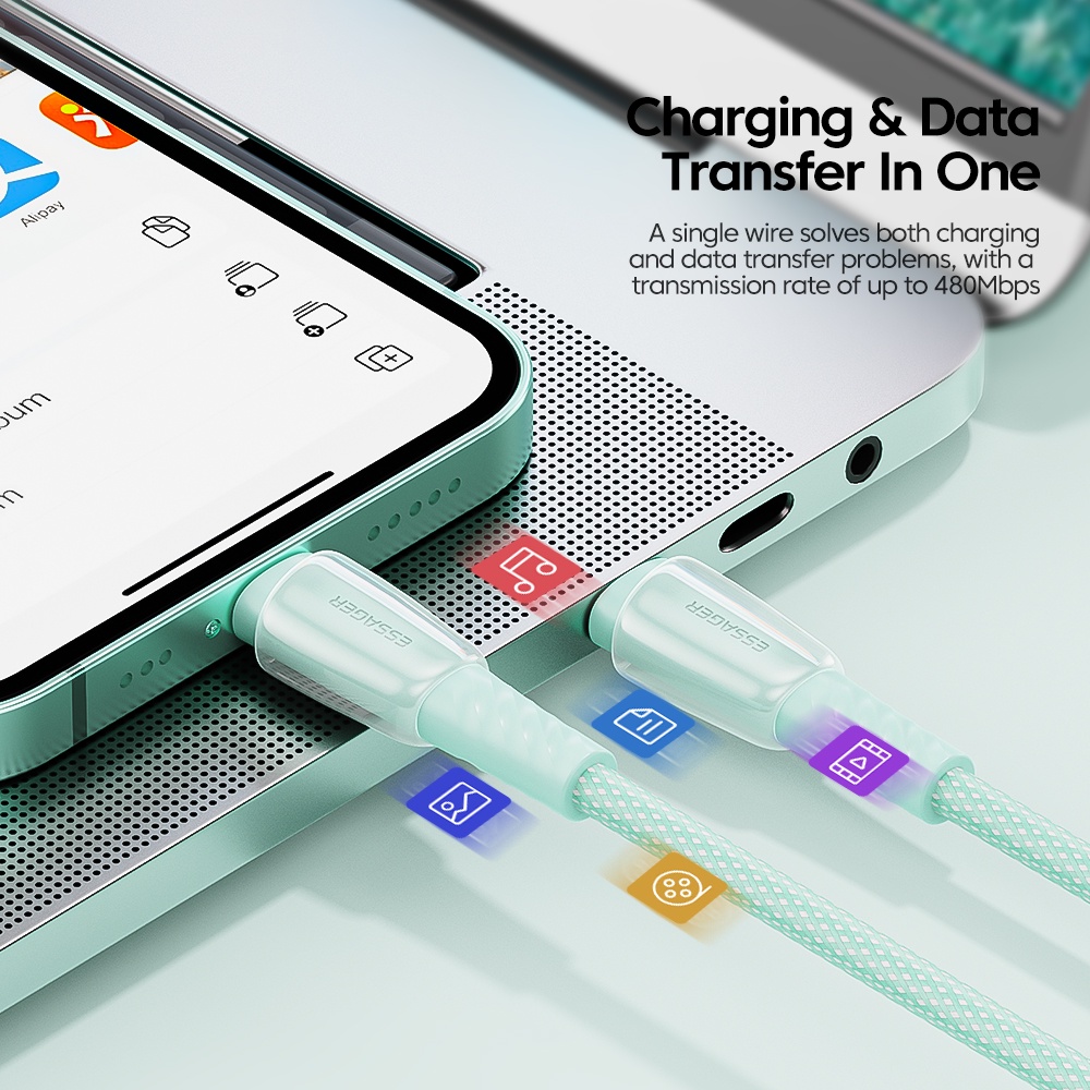 Dây Cáp Sạc Nhiều Màu Essager 2.4A / PD20W / PD27W 0.5M / 1M / 2M Cho iP 13 Pro Max 12 11 X