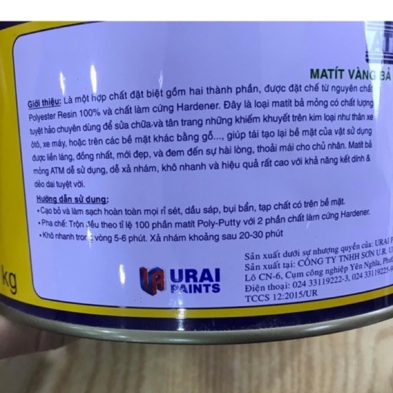 BỘT BẢ MATIT VÀNG ATM Hộp 1kg kèm phụ gia
