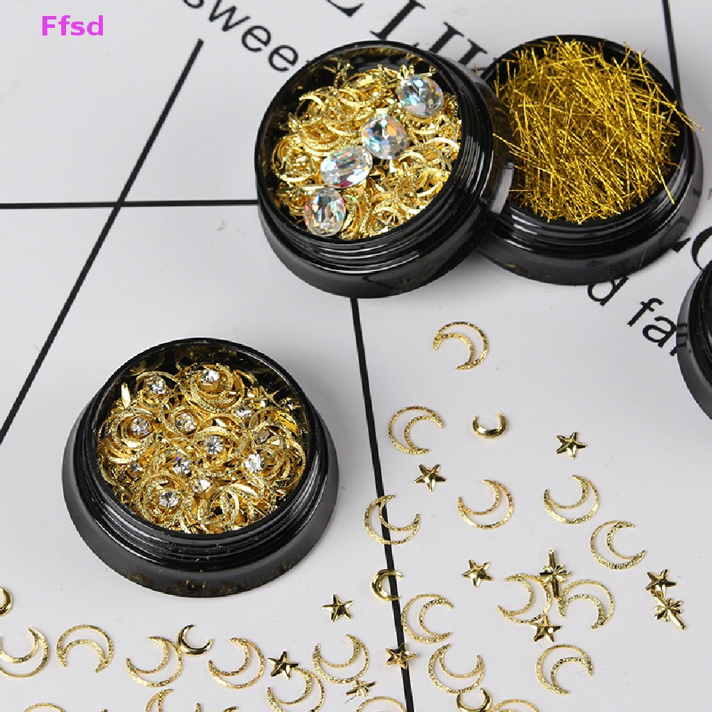 {Ffsd} Hàng Mới Về Đinh Tán Và Trăng Sao Trang Trí Móng Tay Nghệ Thuật Màu Vàng Kim Tuyến * Bán Chạy