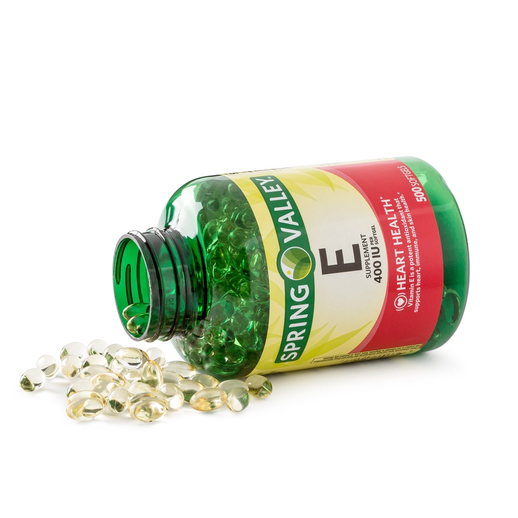 Thực Phẩm Bổ Sung Vitamin E Giúp Đẹp và Trắng Da Spring Valley Vitamin E 400IU 500 Viên