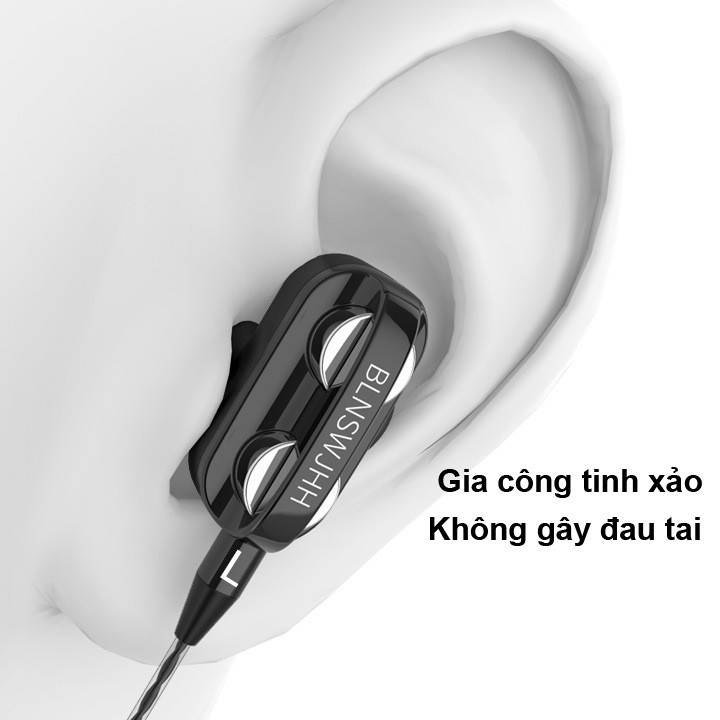 [Mã 2404EL10K giảm 10K đơn 20K] Tai nghe nhét tai lõi kép thế hệ mới WJHH siêu bass, loa kép mỗi bên