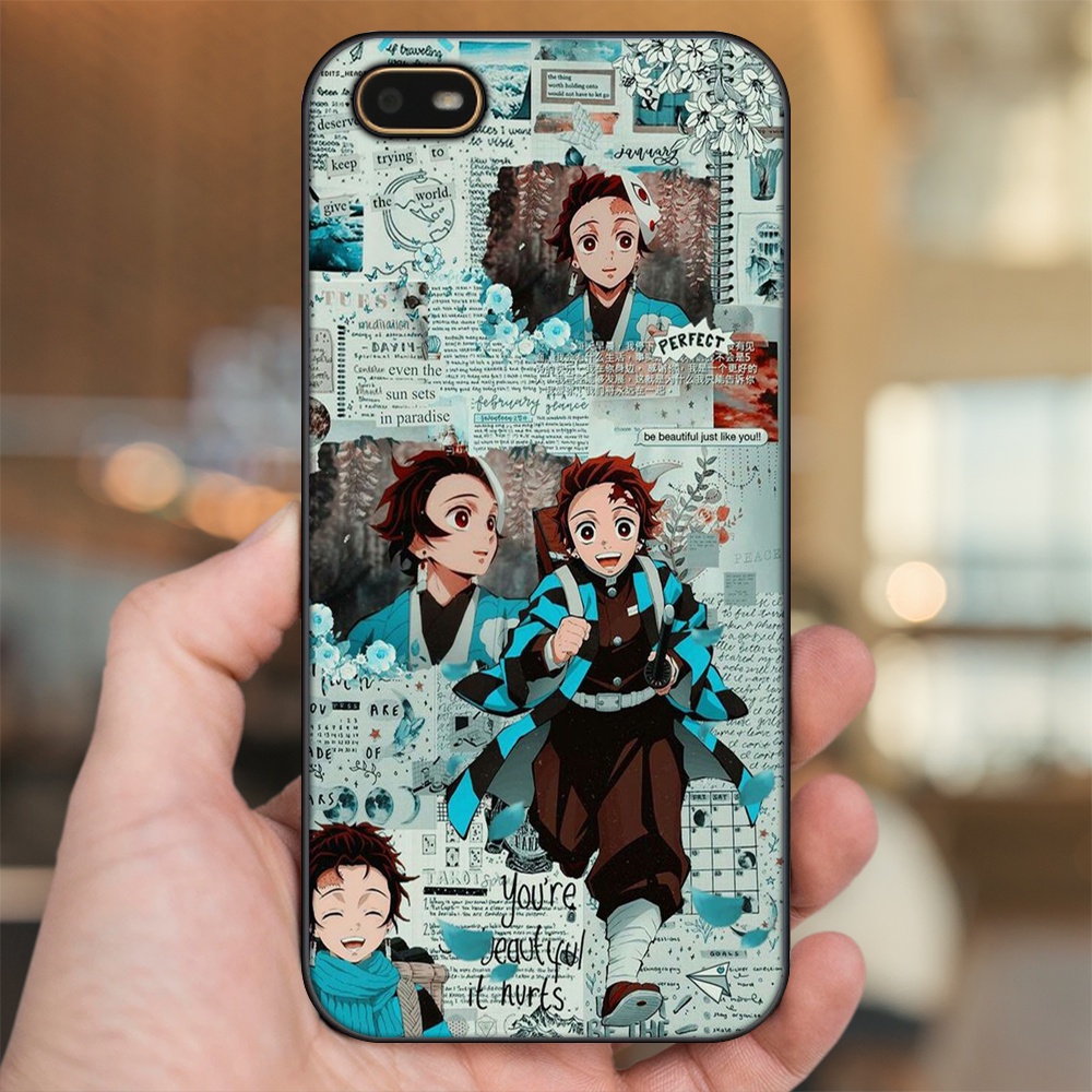 Ốp lưng Oppo A1K viền đen in hình Tanjiro Kimetsu No Yaiba