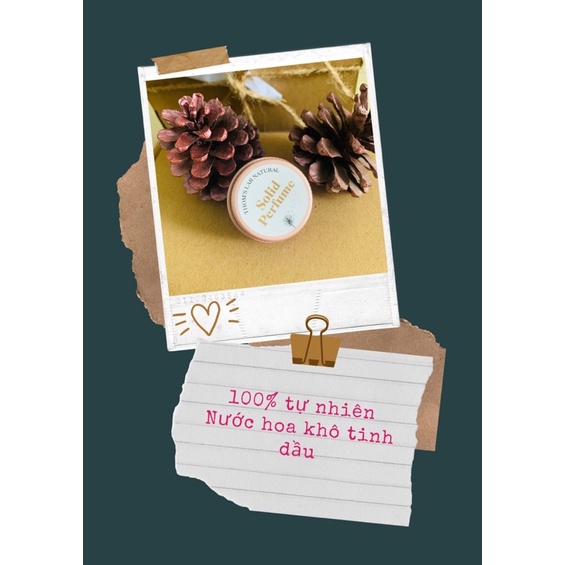 Nước hoa khô tinh dầu thiên nhiên Hiltown, các dưỡng chất trong sáp còn giúp dưỡng da mềm mại, lưu hương 12 giờ 10g