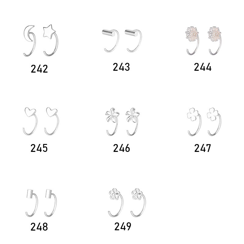 Khuyên Tai Dạng Móc Hình Hoa Mạ Bạc Thời Trang Hàn Quốc Lãng Mạn Cho Nữ