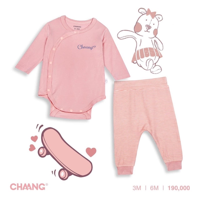 Chaang - bộ body chip và quần sợi tre Chaang size 0-3m và 3-6m