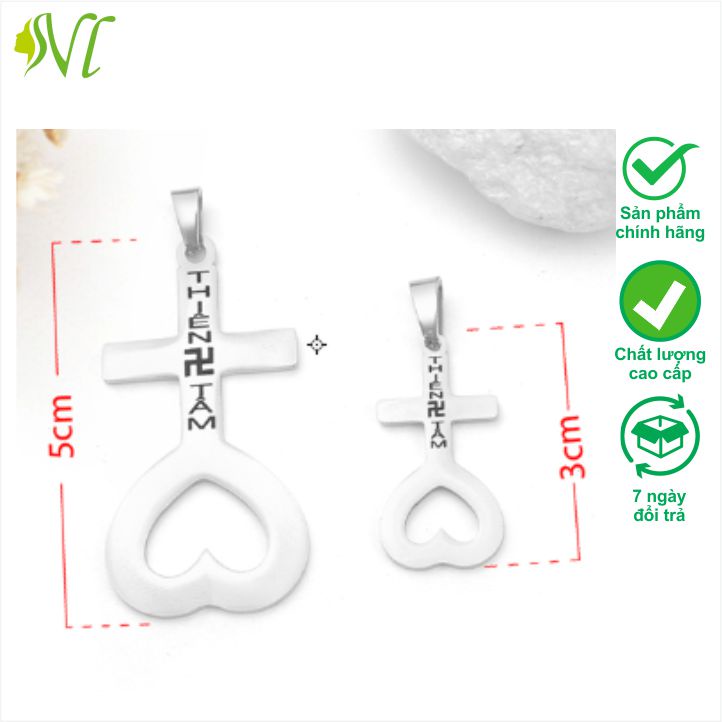 Mặt dây chuyền thiên tâm đạo Người Đẹp Vì Lụa không đen không gỉ xài nước tốt