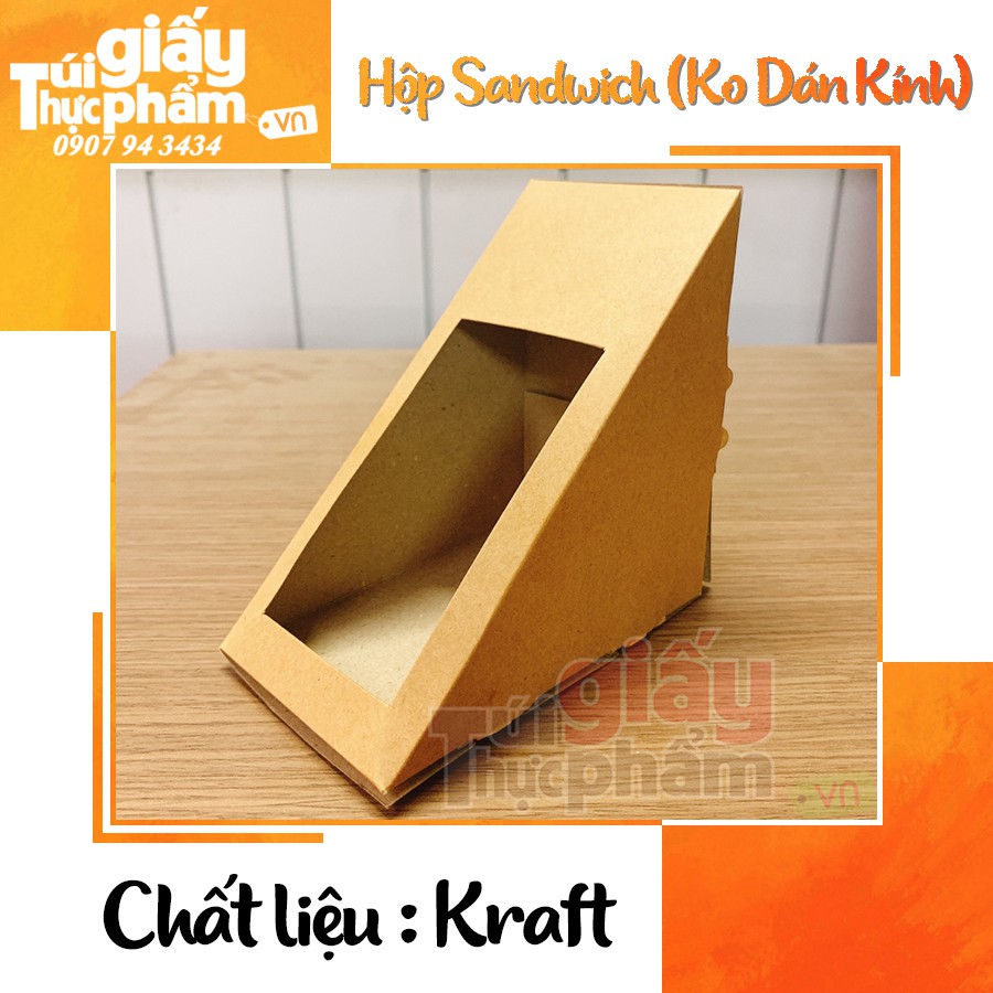 250 Hộp Sandwich Kraft (Ko Dán Kính)