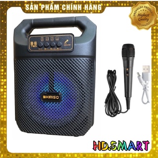 Loa bluetooth mini nhỏ gọn, tặng kèm micro hát karaoke âm bass hay - kimiso qs 3607