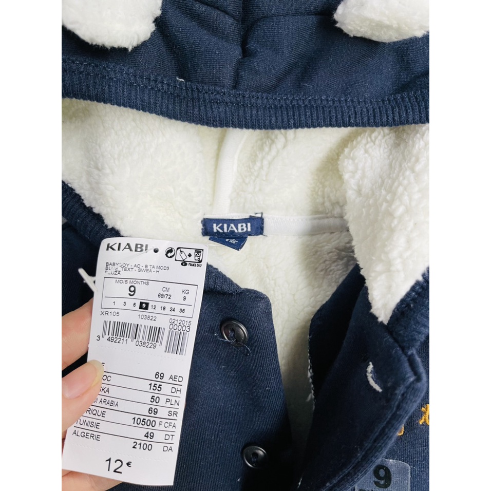Áo khoác Kiabi dư xịn lót lông cừu cực mềm quần áo cho bé trai từ 1-36m