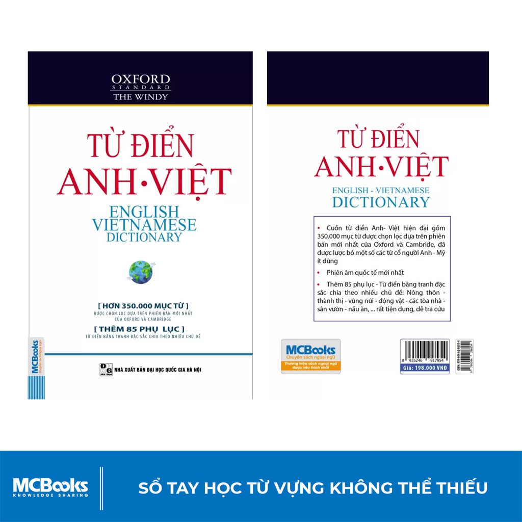 Sách - Từ Điển Anh VIệt Phiên Bản Bìa Mềm Màu Trắng - Giải Nghĩa Đầy Đủ Ví Dụ Phong Phú