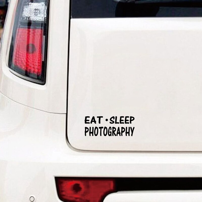 Miếng sticker &quot;Eat Sleep Photography &quot; dán trang trí xe ô tô 15cm x 6cm
