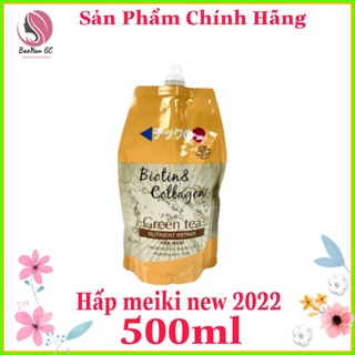Hấp tóc siêu mềm mượt collagen phục hồi hư tổn, kem ủ  trà xanh meiki 500ml, Hấp tóc tại nhà.Baohangc