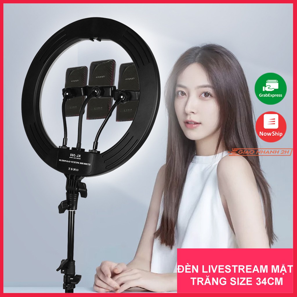 Bộ Đèn Livestream, Chụp Ảnh Studio, Tiktok Trang Điểm Make Up, Phun Săm, Cao Cấp Chính Hãng Kairui đường kính 34cm