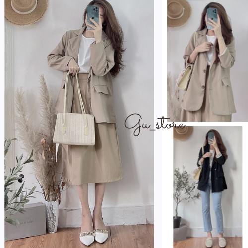 Áo khoác - áo blazer nữ kiểu dài tay màu trơn cho nữ Gu store